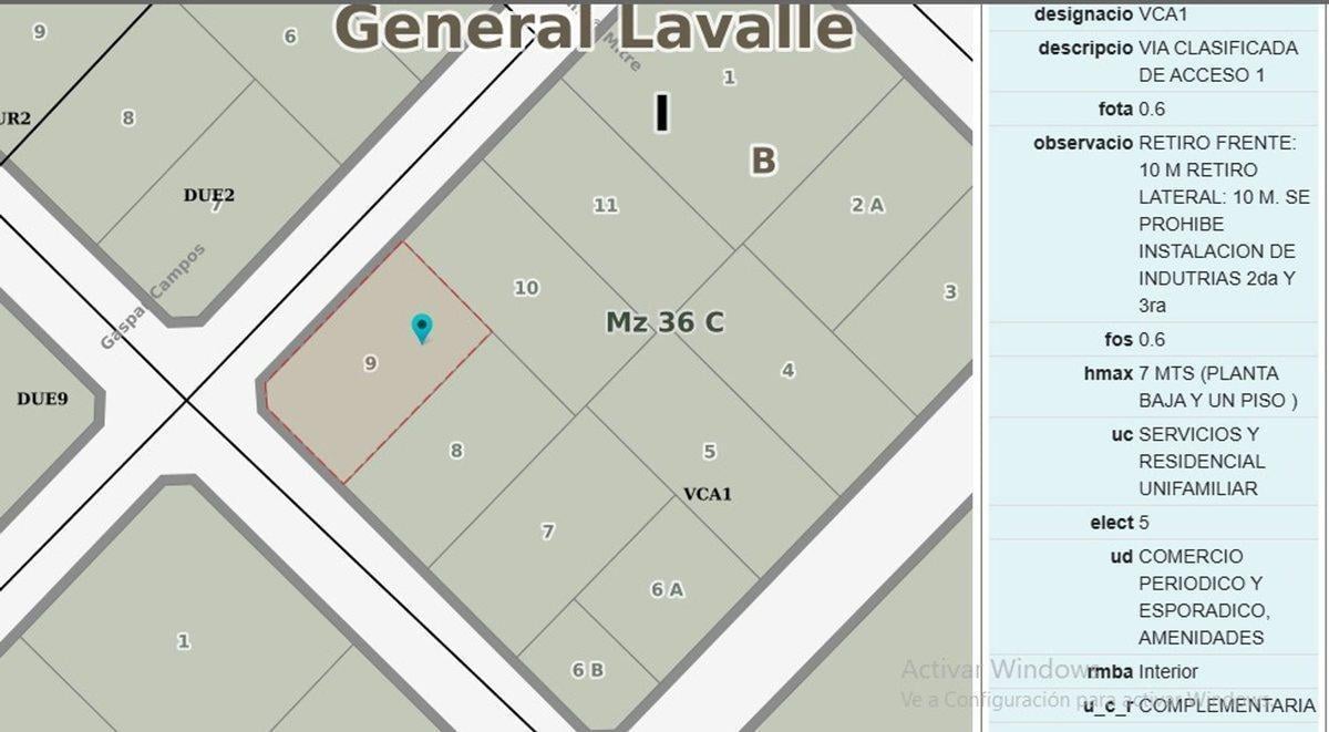 Venta lote General Lavalle