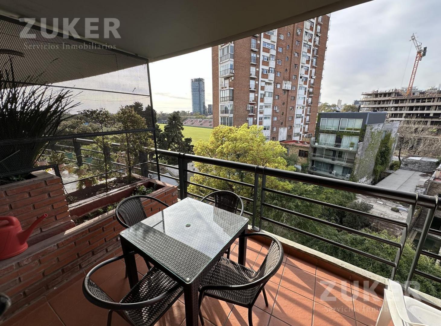 Departamento en Las Cañitas 2 ambientes , Balcon terraza con vista al Polo