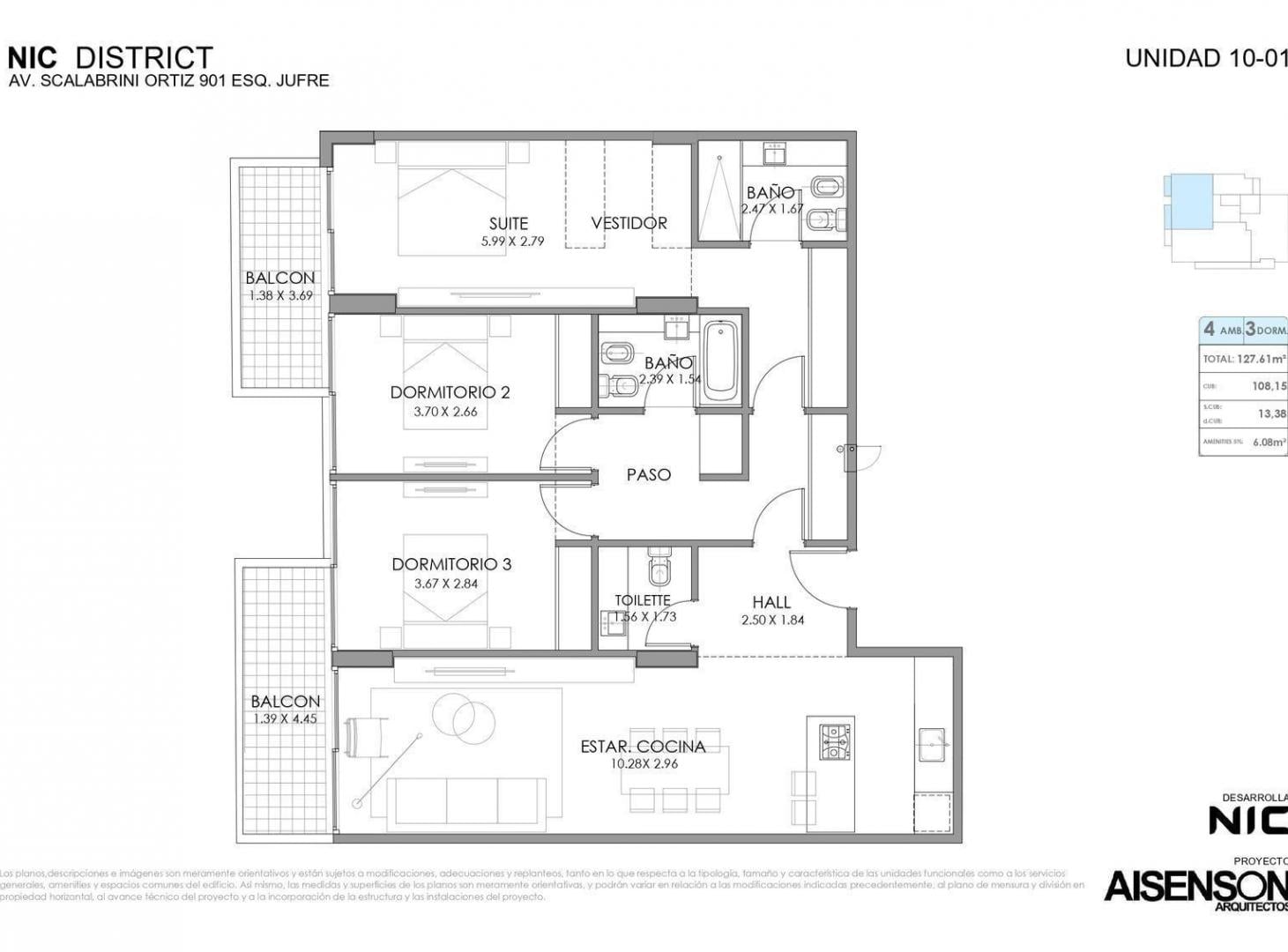 Emprendimiento Nic District  - Proyecto Aisenson - 4 Ambientes suite - Entrega septiembre 2027