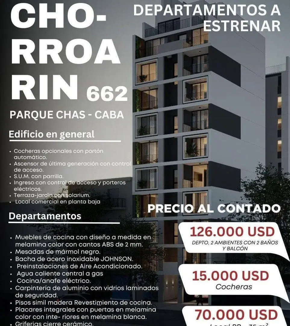 VENTA 2 AMBIENTES Chorroarin 662 P.Chas A EST.8ºP 3