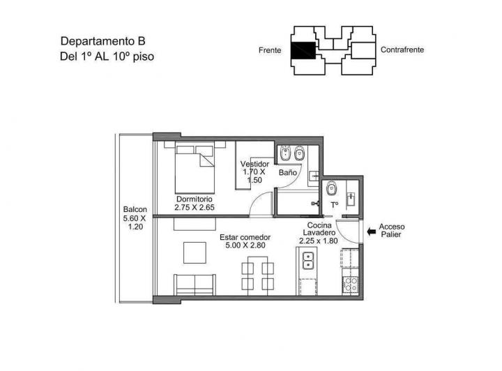 VENTA - Dos Ambientes en suite con vestidor - Boedo