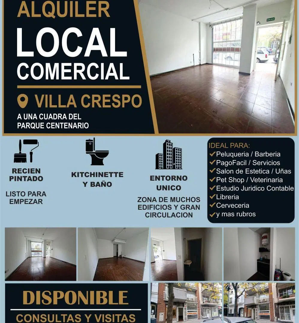 Local comercial de 30 m2 en alquiler en Villa Crespo 2
