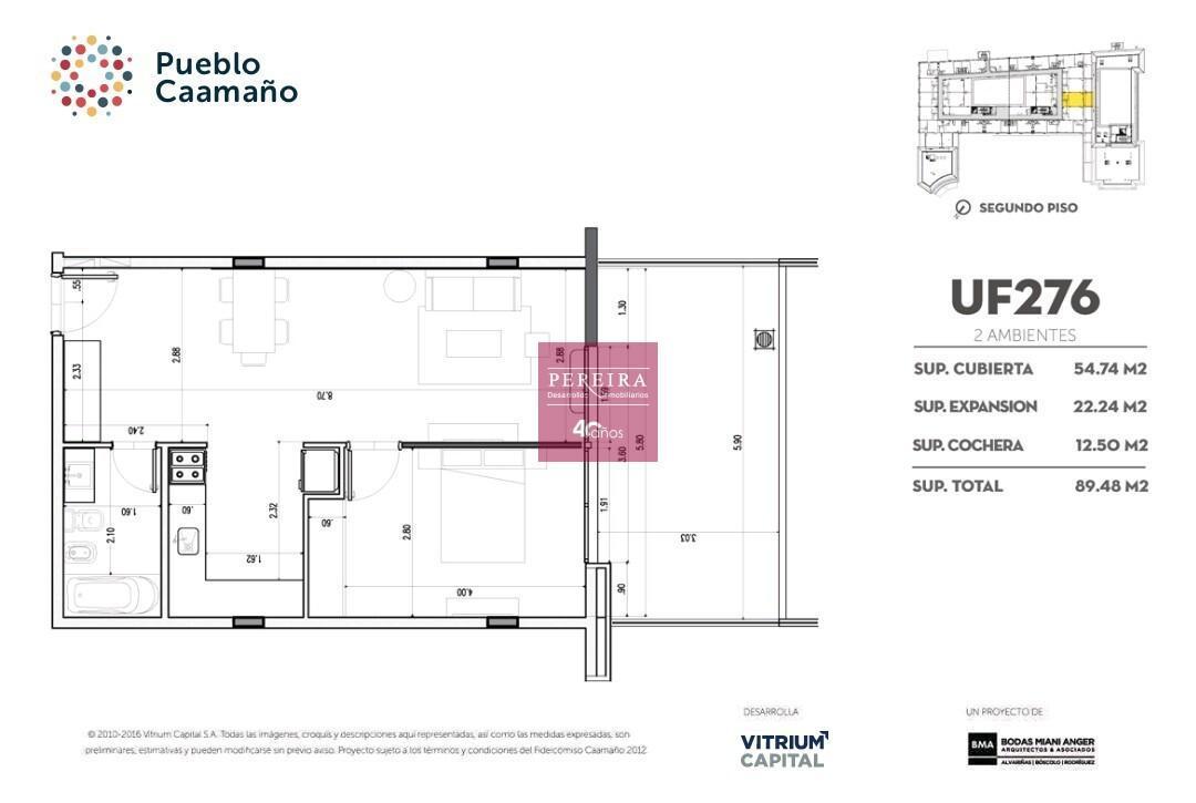 Venta Departamento a estrenar 1 dormitorio Pilar Pueblo Caamaño  UF 276