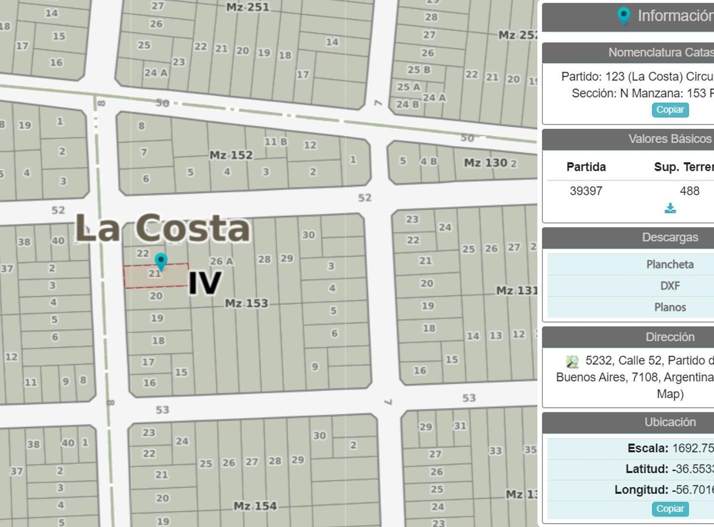 Lote en venta en Mar del Tuyu, 487m2, lote 21