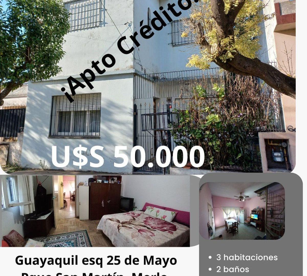 Venta Casa Merlo 4 ambientes 2 baños Apto Crédito!