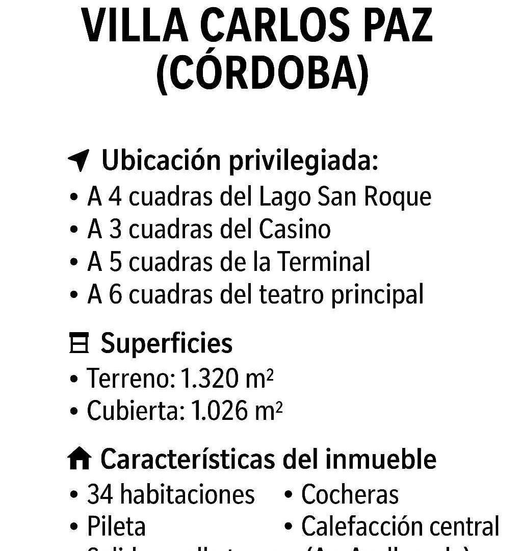 Foto de INMUEBLE CON DESTINO COMERCIAL – HOTEL EN VILLA CARLOS PAZ, imagen 1