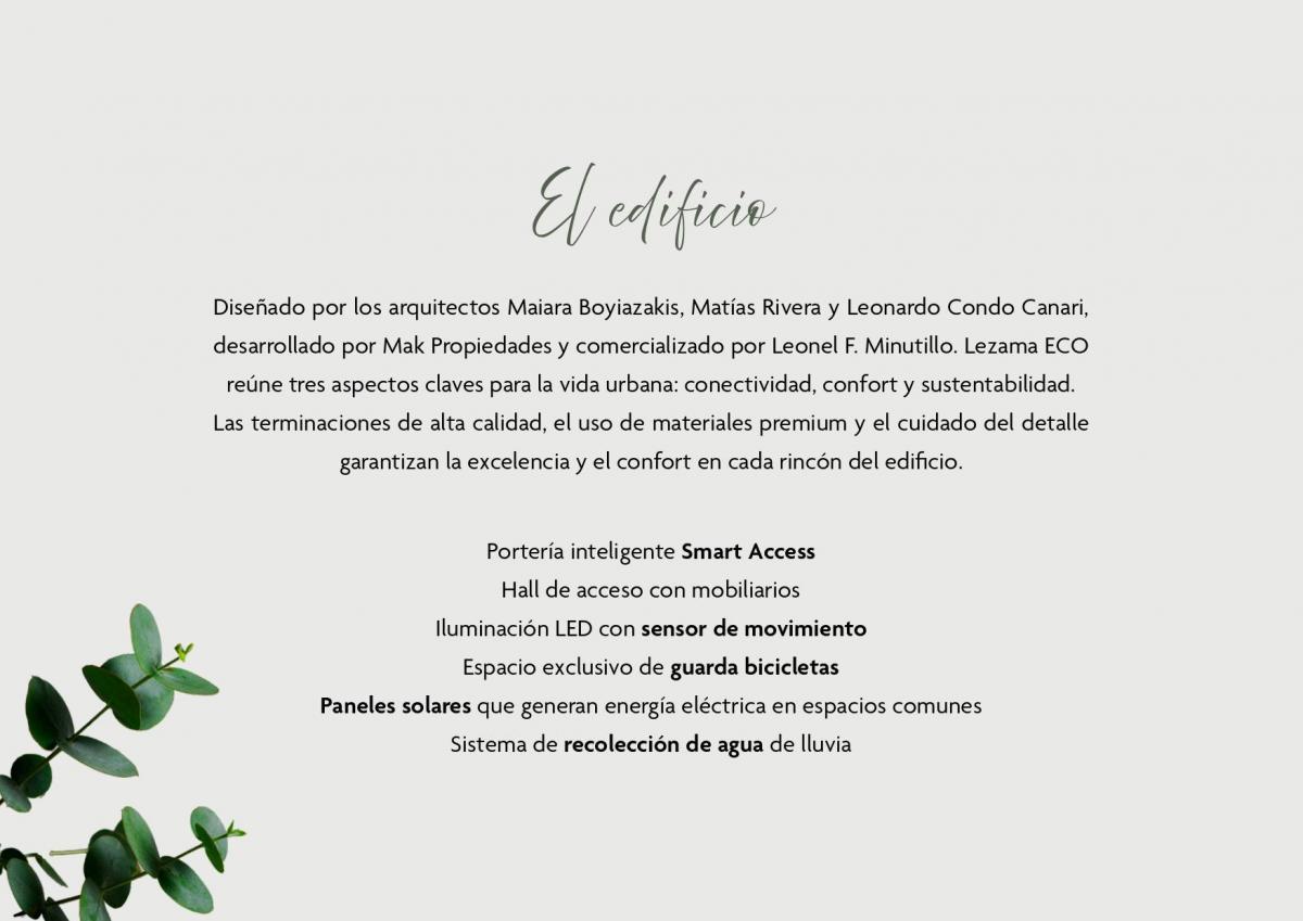 Amplio Departamento de 2 y 1/2 Ambientes en Lezama Eco! 4