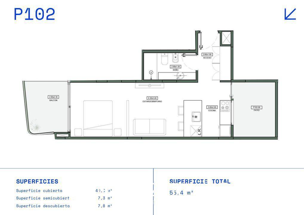 Departamento en venta en Colegiales monoambiente