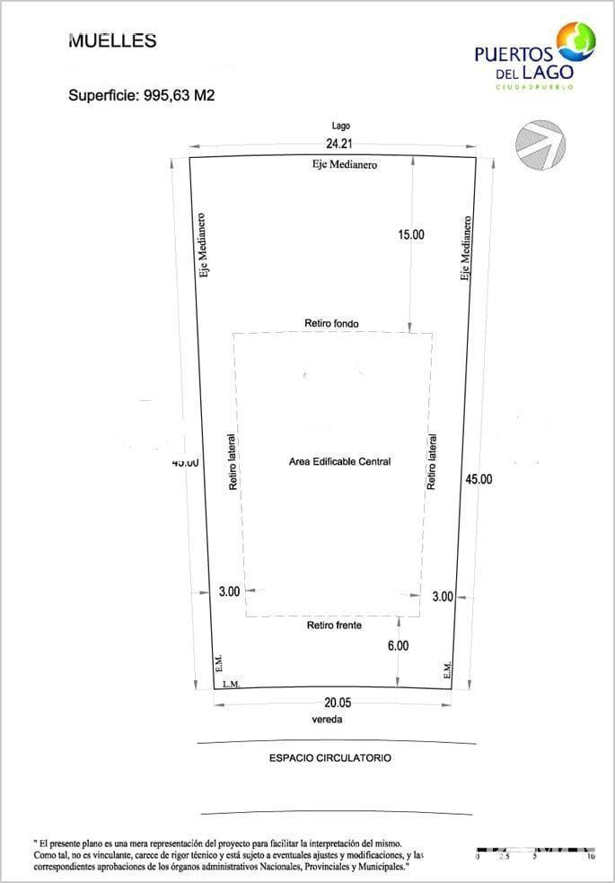 Lote de 990 m2 AL LAGO, en venta en Muelles, Puertos del Lago