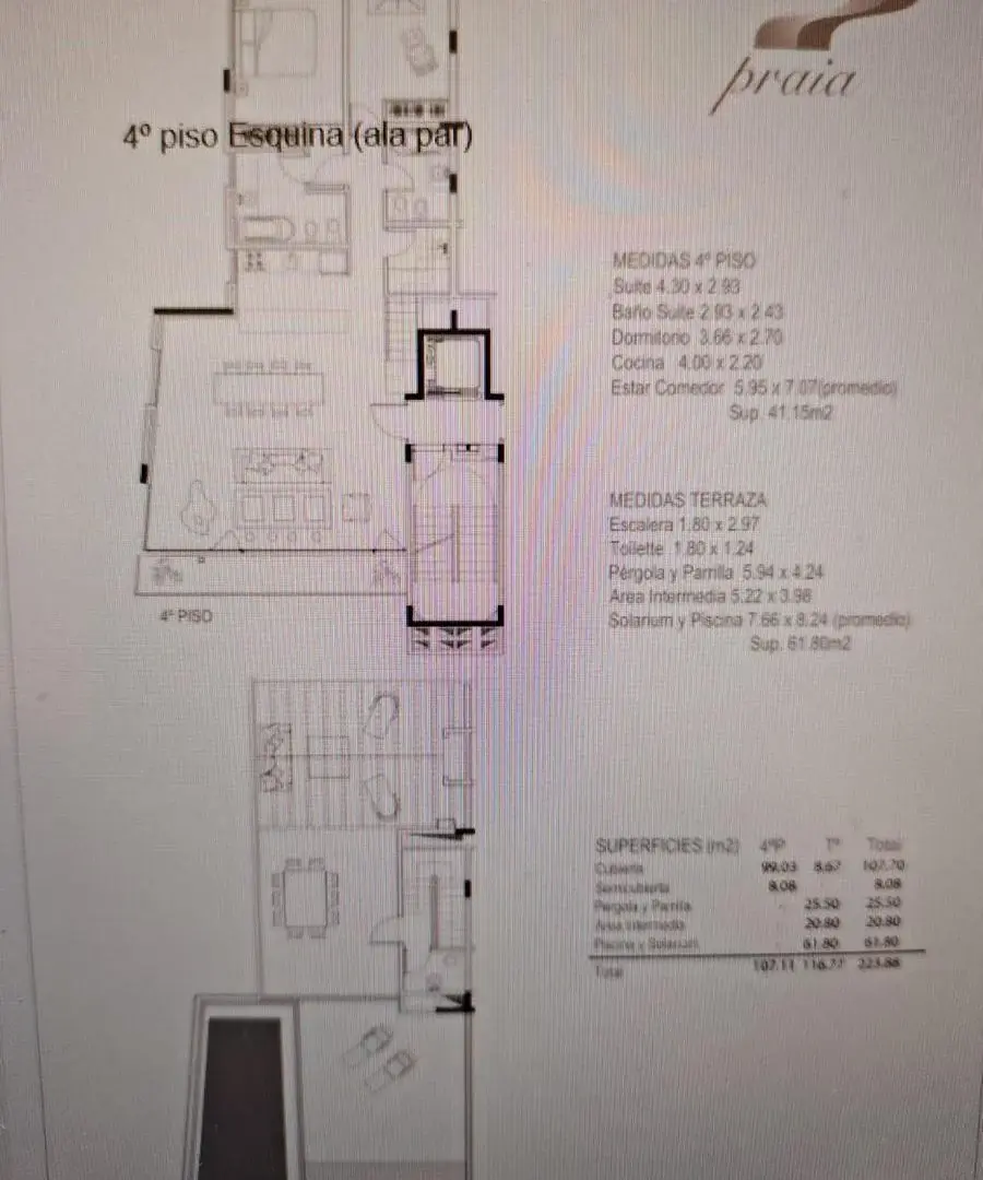 Departamento de 3 ambientes en alquiler en Praia - Portezuelo 2
