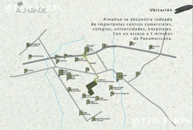 Almahue, nuevo barrio cerrado en Pilar Km 47,5. 40has parquizadas, amenities premium. 3