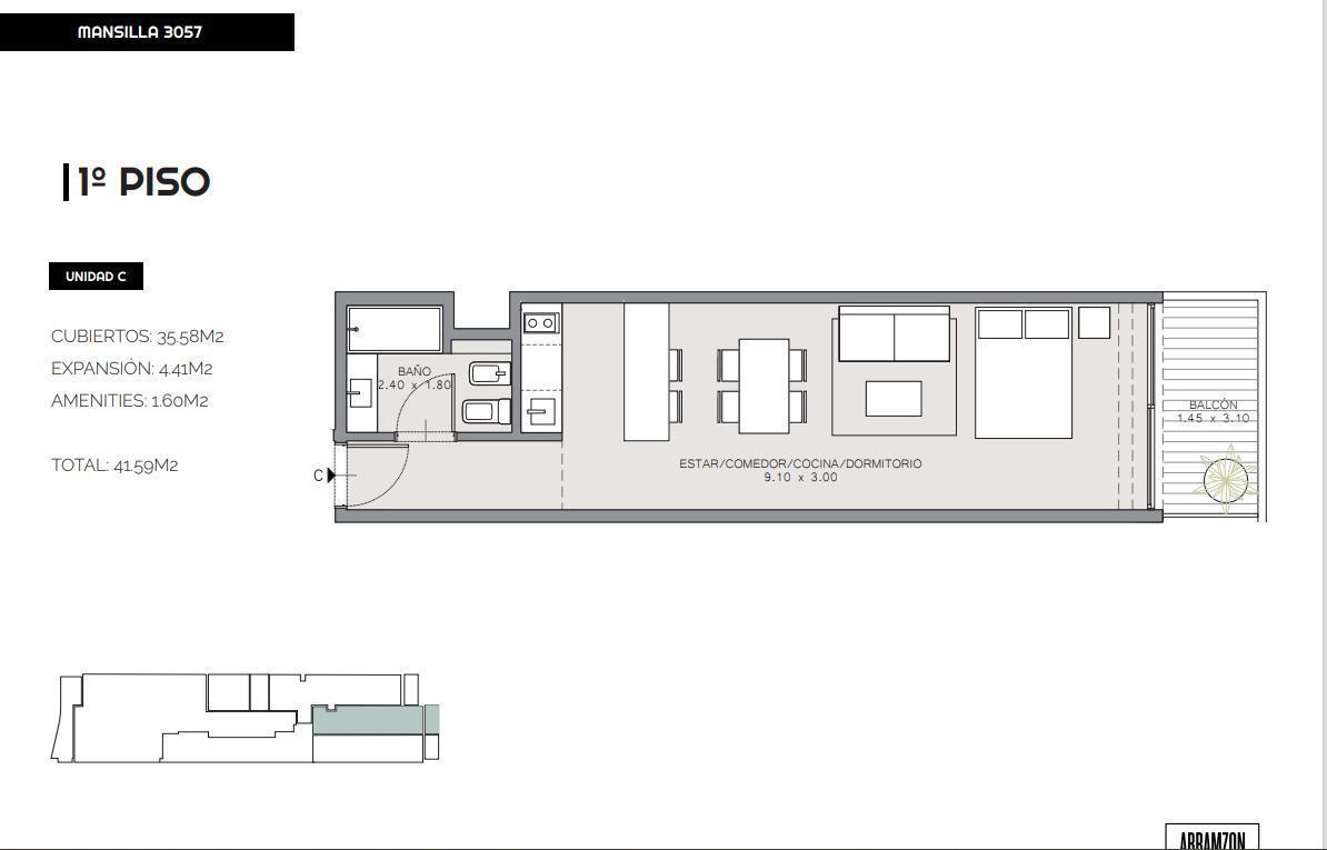 Departamento en venta Barrio Norte / Recoleta 1 ambiente.