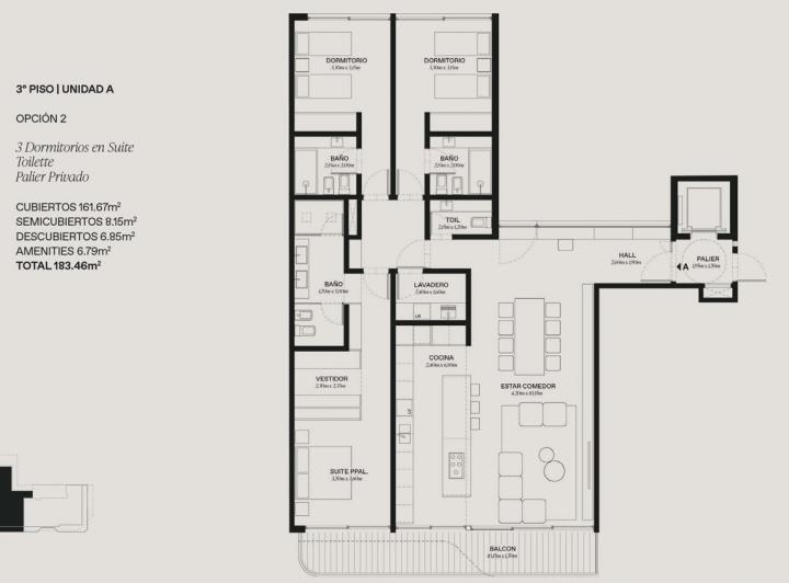 Departamento de 4 ambientes con dependencia y balcón terraza en Bajo Belgrano full amenities