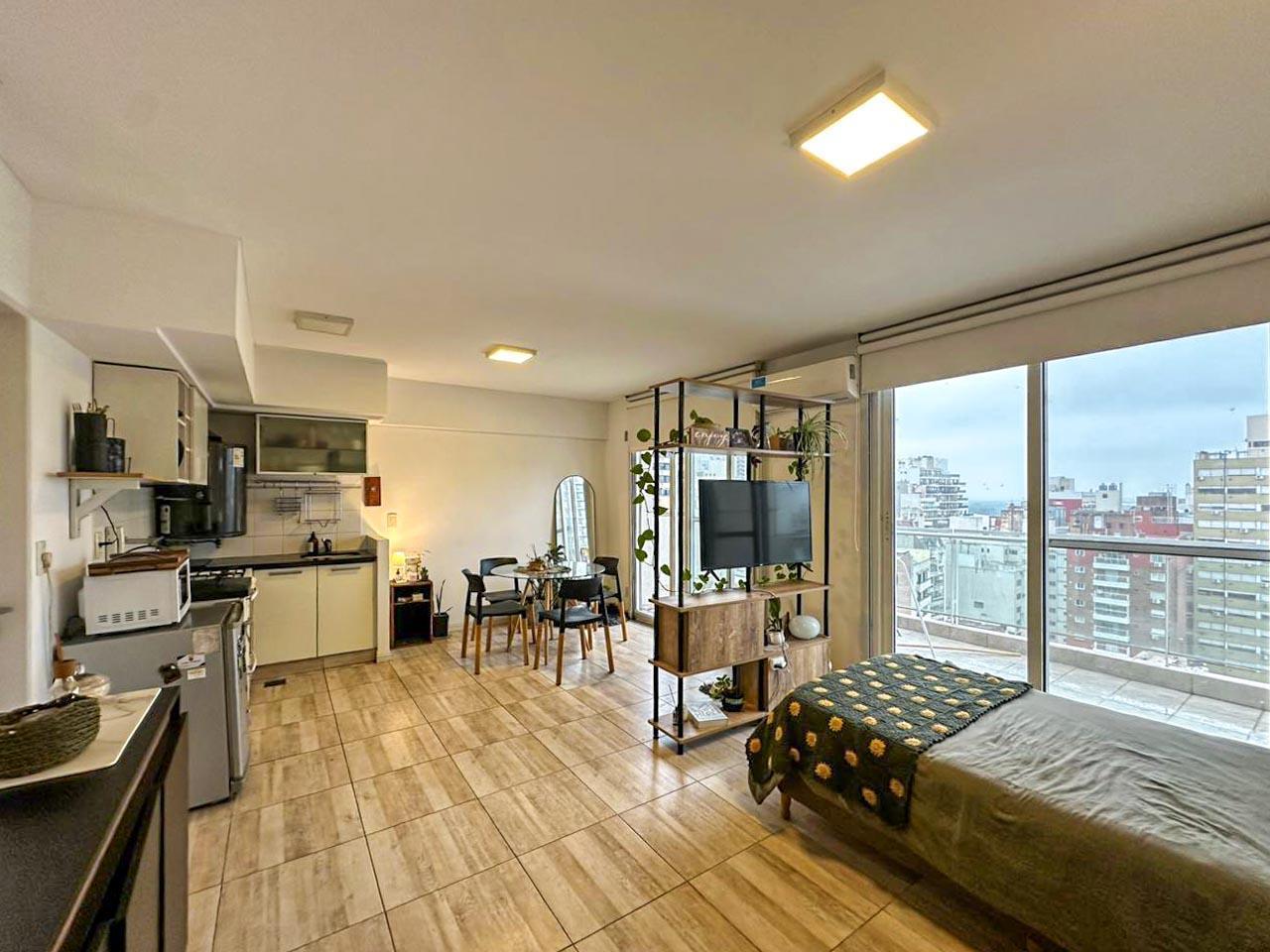 Departamento monoambiente amplio con terraza y amenities