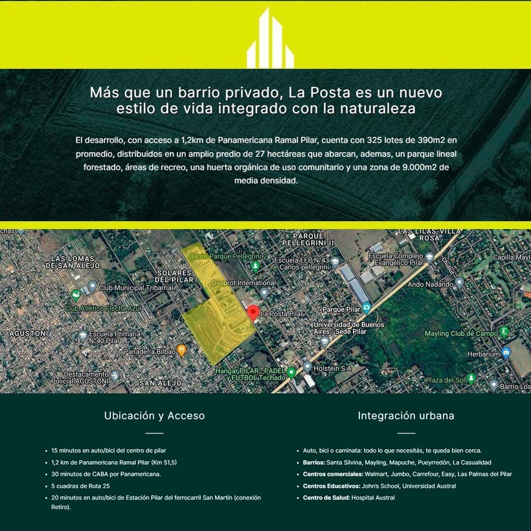 Lote en venta La Posta Pilar