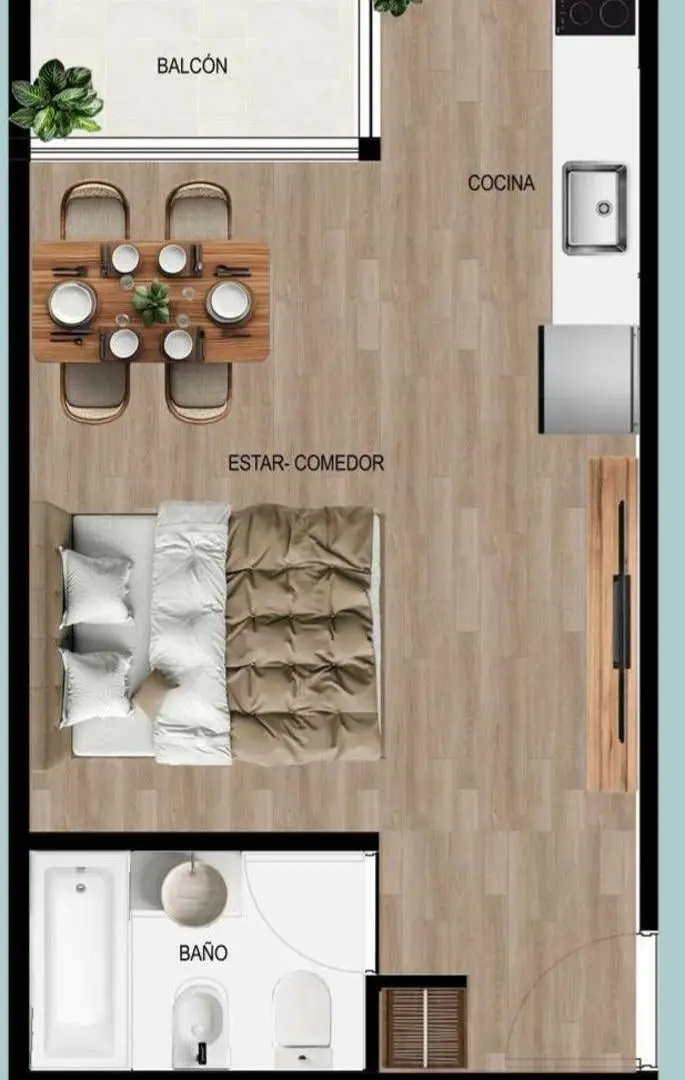 Monoambiente con patio 2