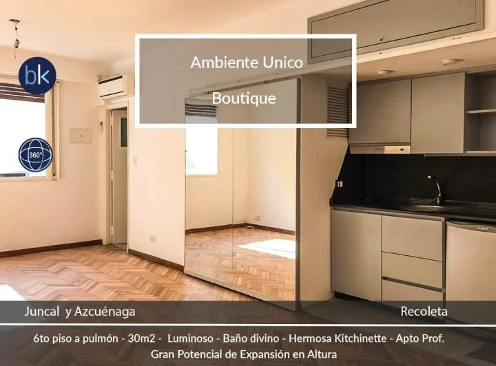 Ambiente único rediseñado a Nuevo  -  Contrafrente Luminoso - Juncal y Azcuénaga - 1