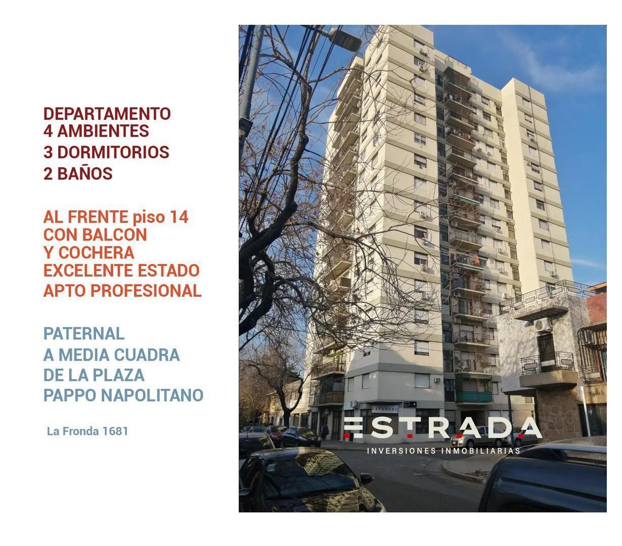 Departamento 4 ambientes al frente con balcon y cochera