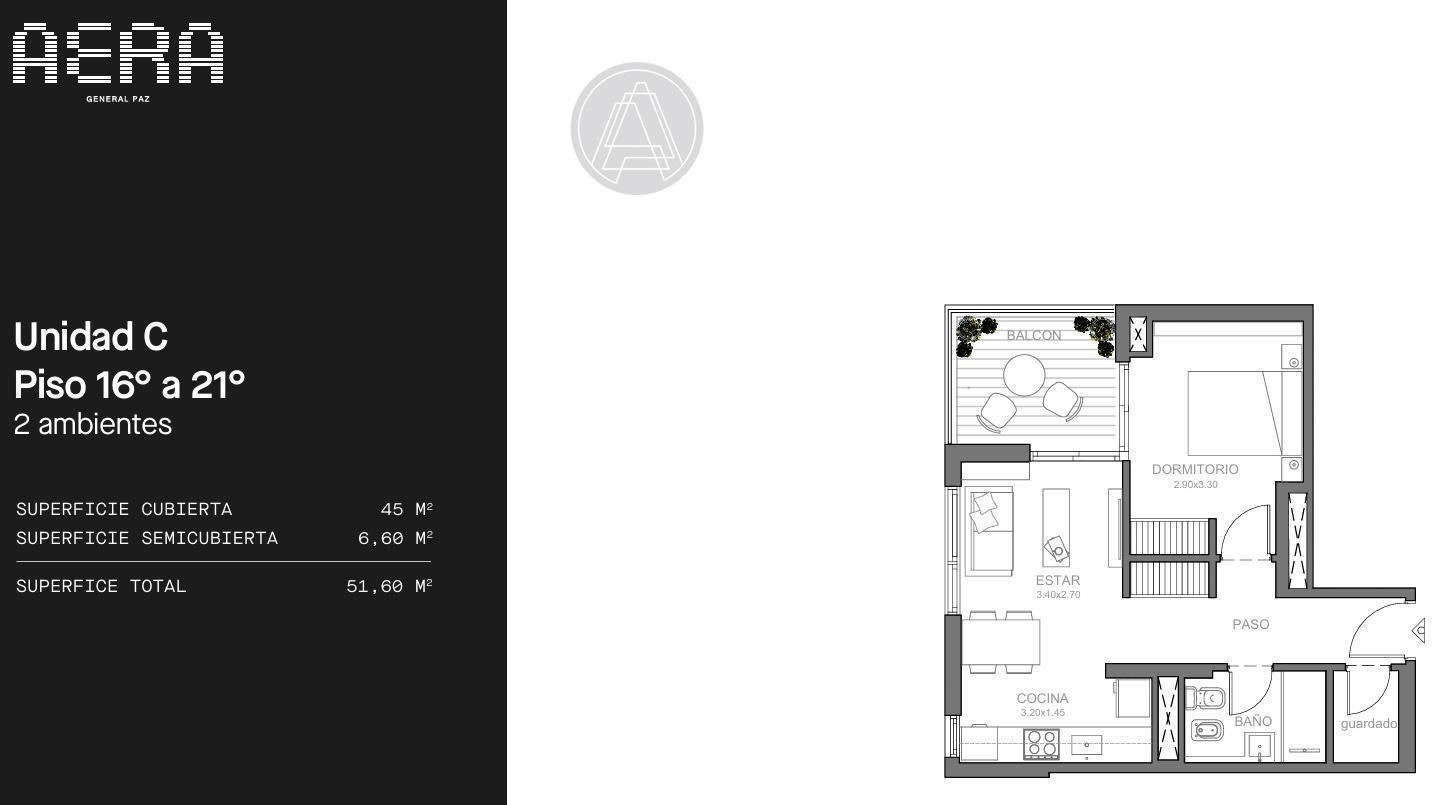 Foto de Departamento 2 ambientes en venta - Emprendimiento Aera General Paz, imagen 1