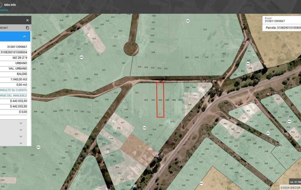 Venta Terreno de 1.943m2 en Villa Ciudad de América, a metros de la Ruta 5, Provincia de Córdoba