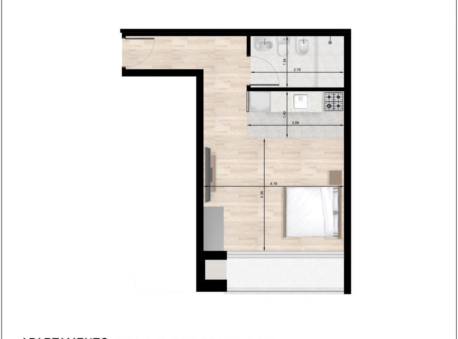 Foto de MONOAMBIENTE EN VENTA CON PARRILLA EN 3 CRUCES, imagen 4