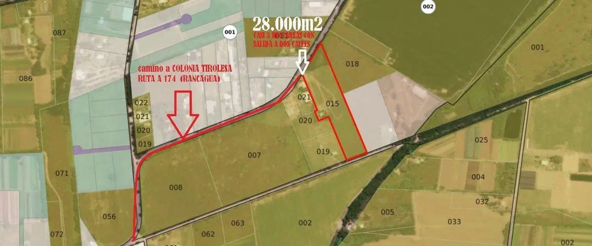 VENTA LOTE 2,8 HECTAREAS SOBRE CMNO. A TIROLESA 2