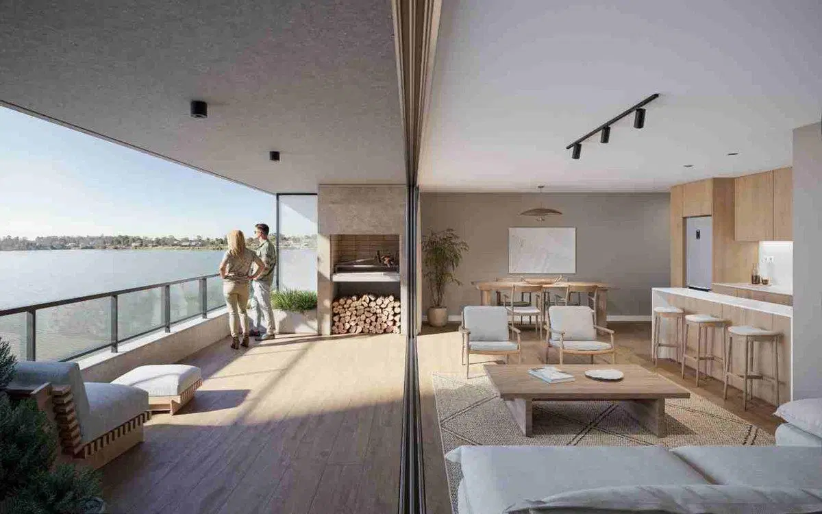 Apto 2 dorm con terraza, en pozo, Lago Calcagno 4