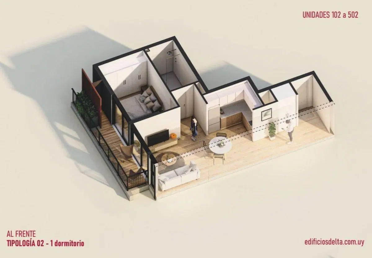 VENTA BARRIO SUR APTO 1 DORM. SEPTIEMBRE 26 FRENTE 5