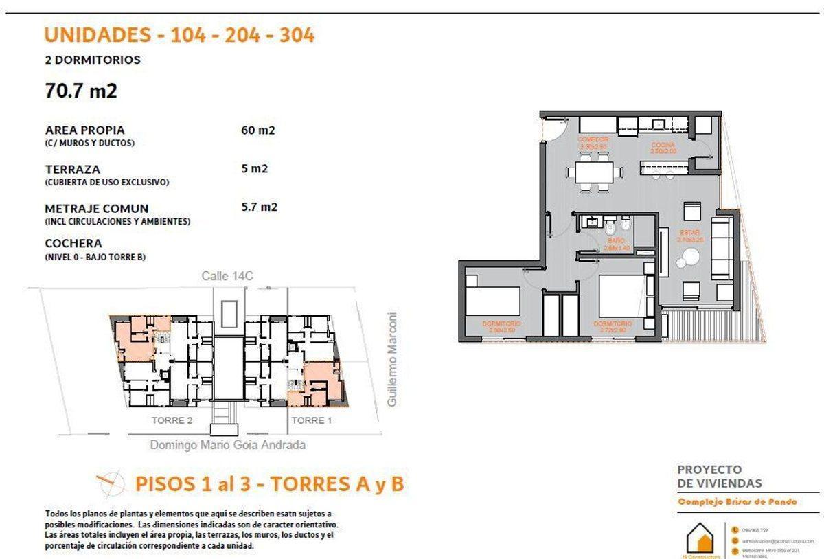 Se vende en exclusiva apartamento de 2 dormitorios
