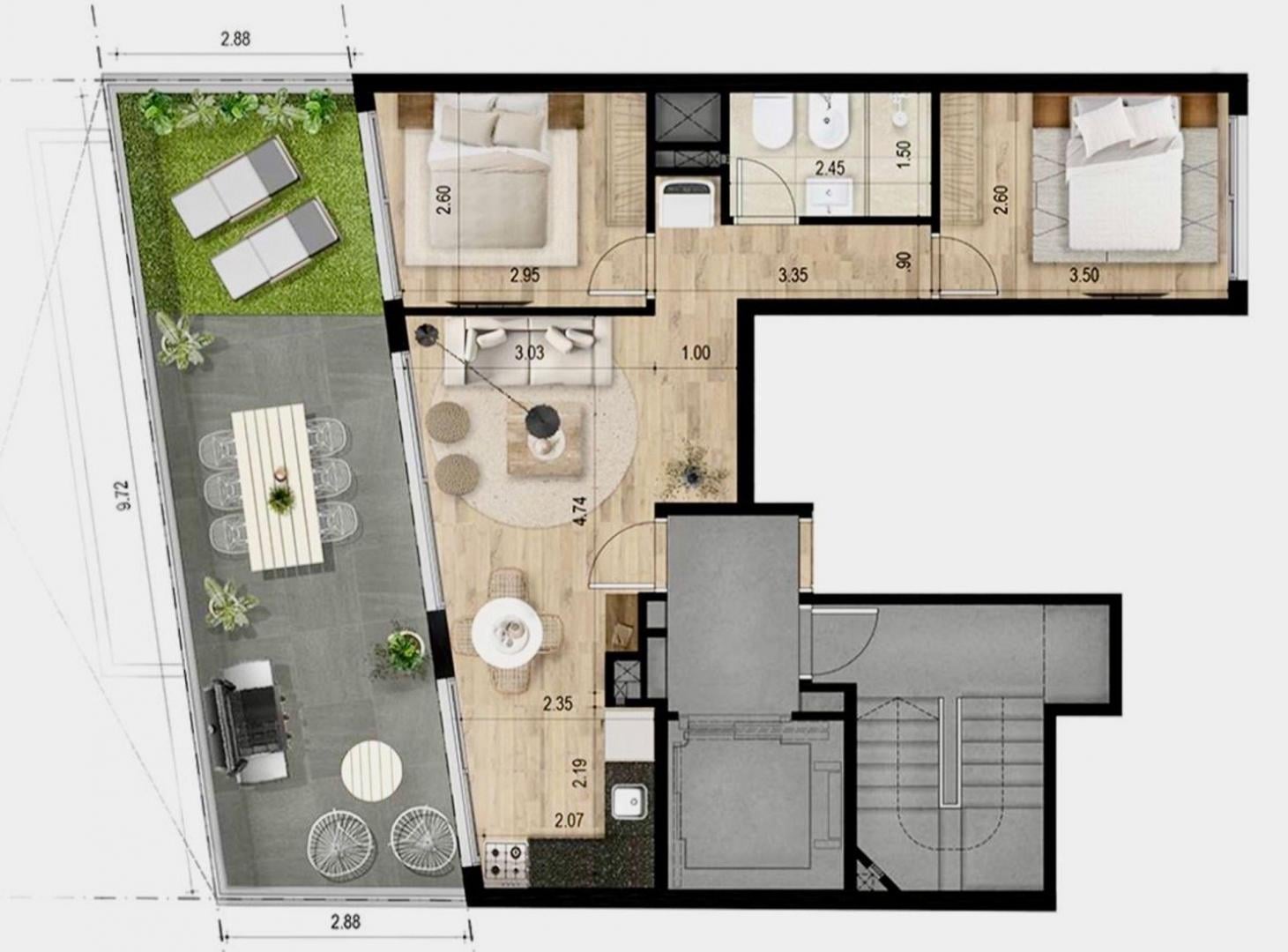 Foto de Venta Penthouse dos dormitorios con terraza cordon, imagen 2