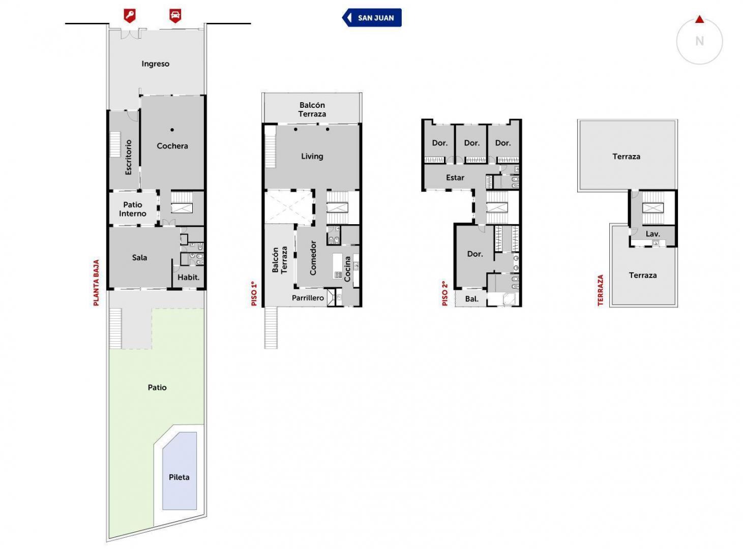 Foto de Casa de tres pisos con jardín, piscina y balcón. Con 4 dormitorios y, imagen 1