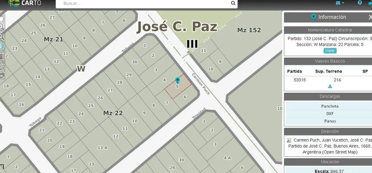 Venta terreno de 216 m2 , José C Paz 2