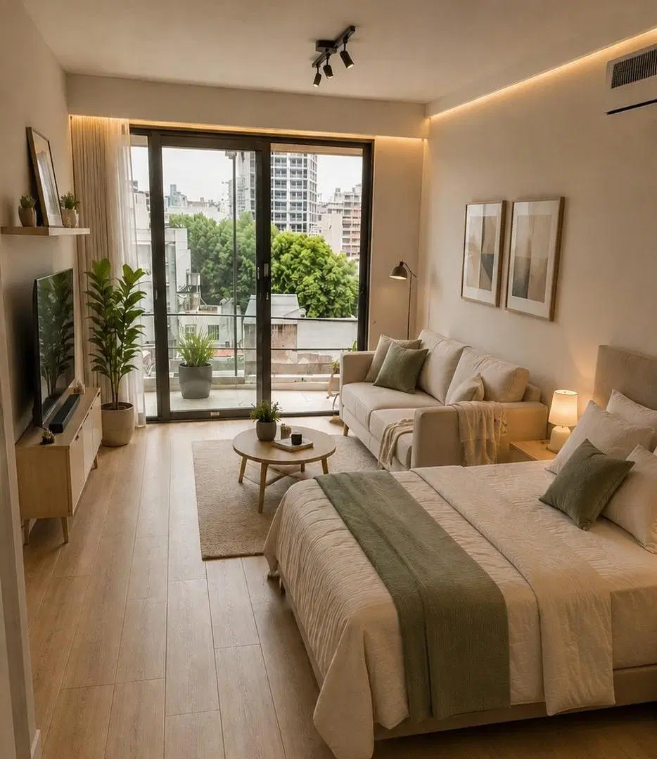 Monoambiente a estrenar con balcón al frente en venta, ubicado en Belgrano. 3
