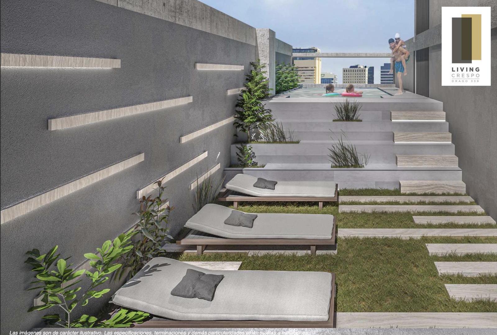 3 Ambientes con patio de 48m2 en edificio Premium con Amenities en Villa Crespo- POZO