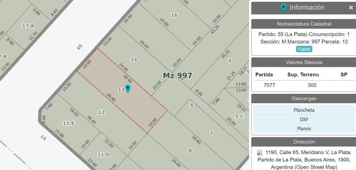 LOTE EN VENTA LA PLATA U/C2 10x30 3