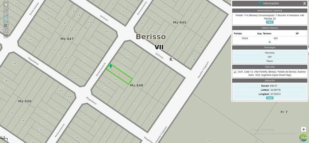 LOTE EN VENTA EN BERISSO CON ESCRITURA 5