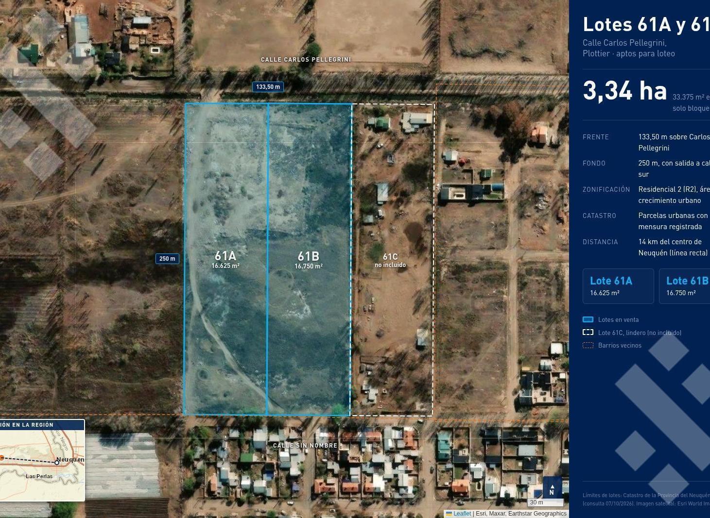 Foto de VENTA 3,34 HECTÁREAS - ZONA RESIDENCIAL R2 - CALLE PELLEGRINI, PLOTTIER, imagen 2