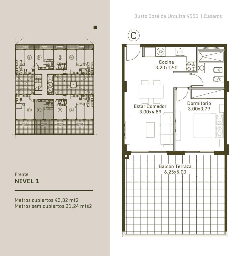 Venta, en construcción: departamento 2 ambientes - URQUIZA 455O, Caseros