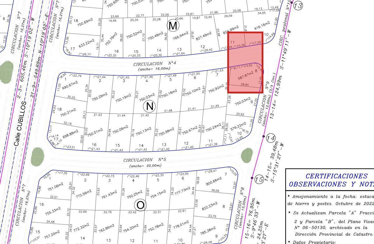 Lote esquina 587 m² en Chacras Q (gres) — Chacras de Coria
