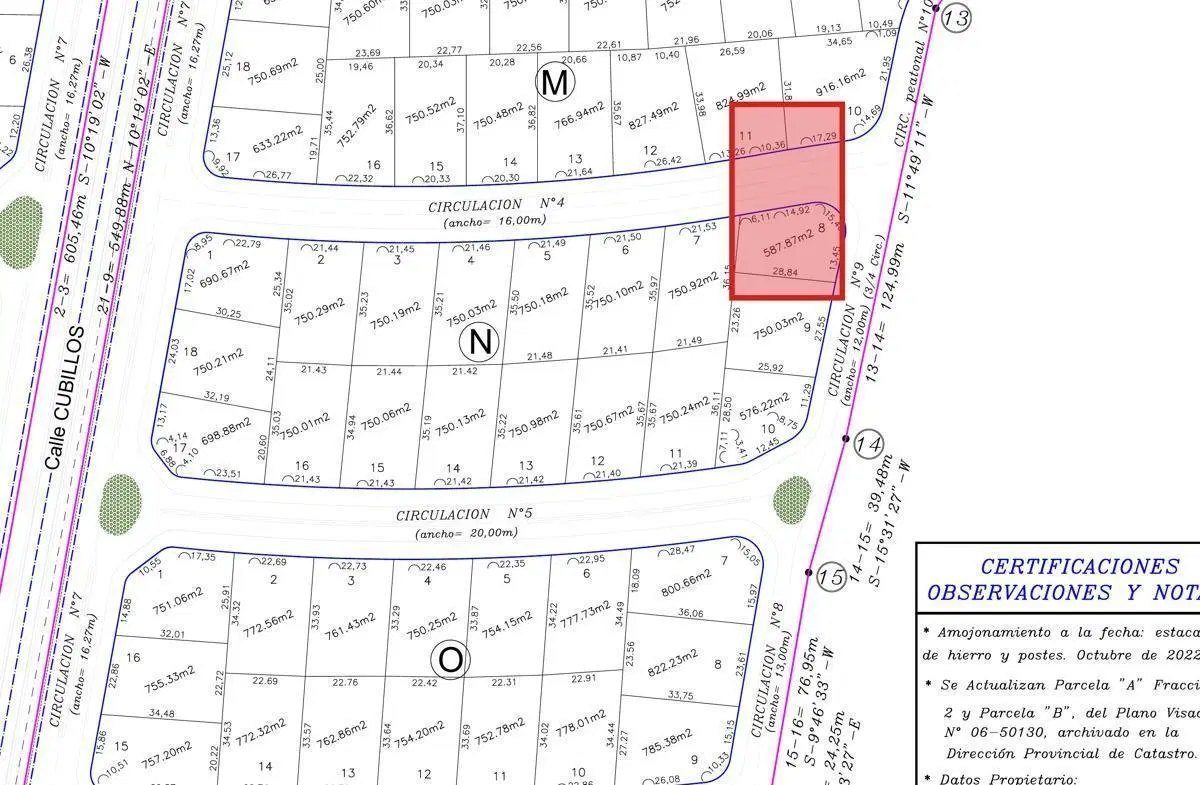 Lote esquina 587 m² en Chacras Q (gres) — Chacras de Coria 1
