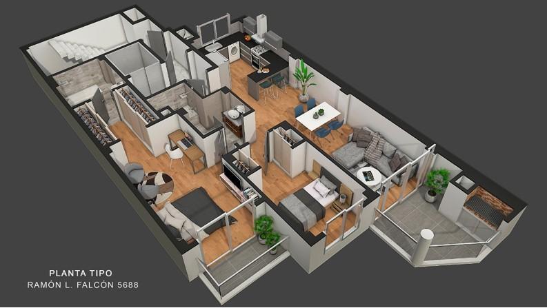 Villa Luro. Boulevard R. Falcon 5600. Pisos 3 Ambientes " a Estrenar " 2