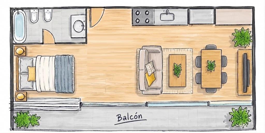 Foto de Alquiler monoambiente semi piso al frente apaisado con balcón corrido, imagen 4