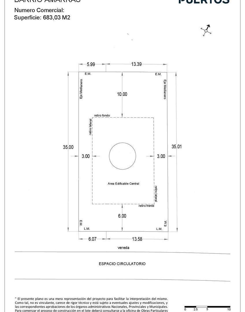 Terreno/Lote interno en venta, orientación Norte | Barrio Amarras, Puertos.