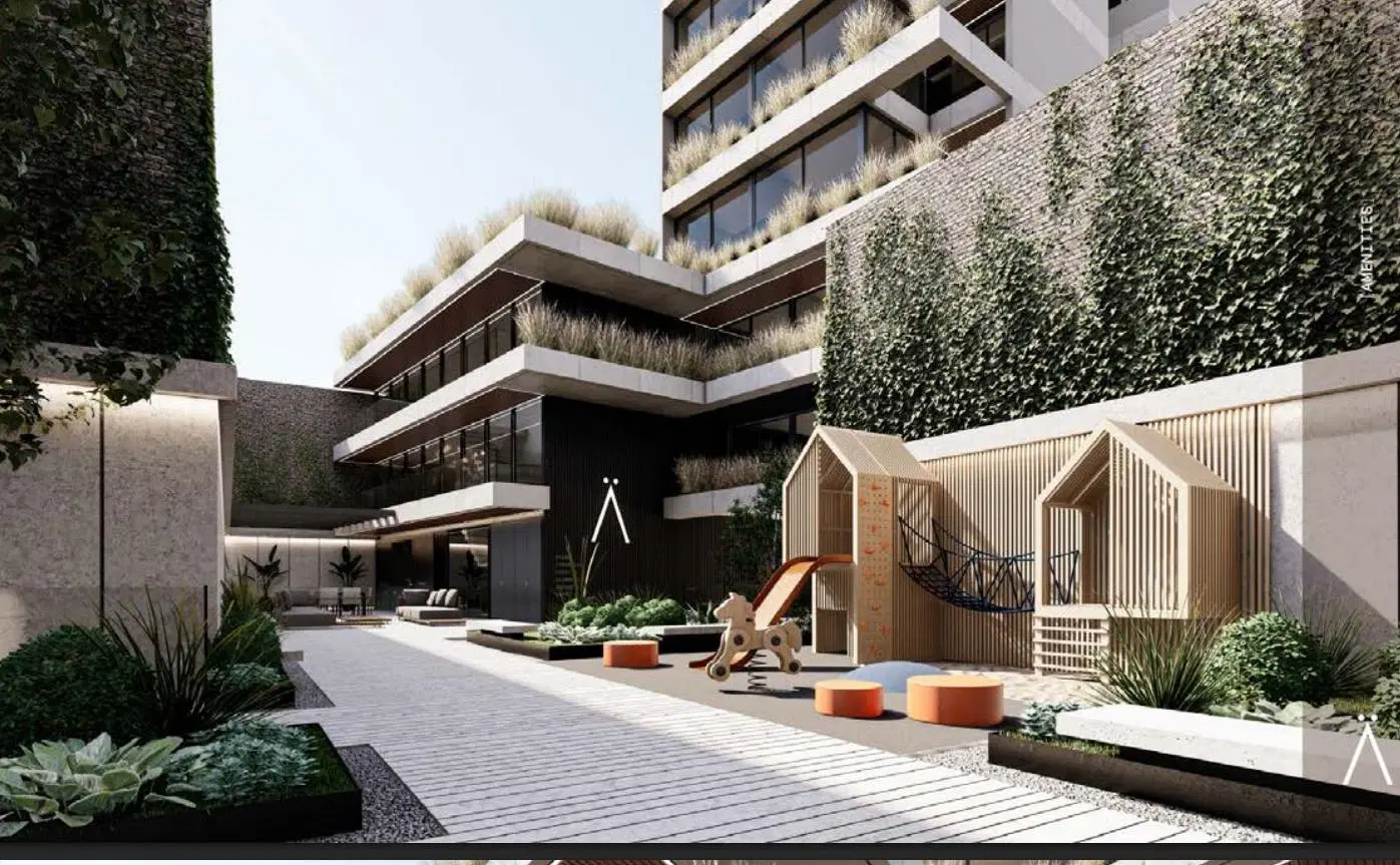 Vista Abierta a jardin del conjunto de edificios . 5
