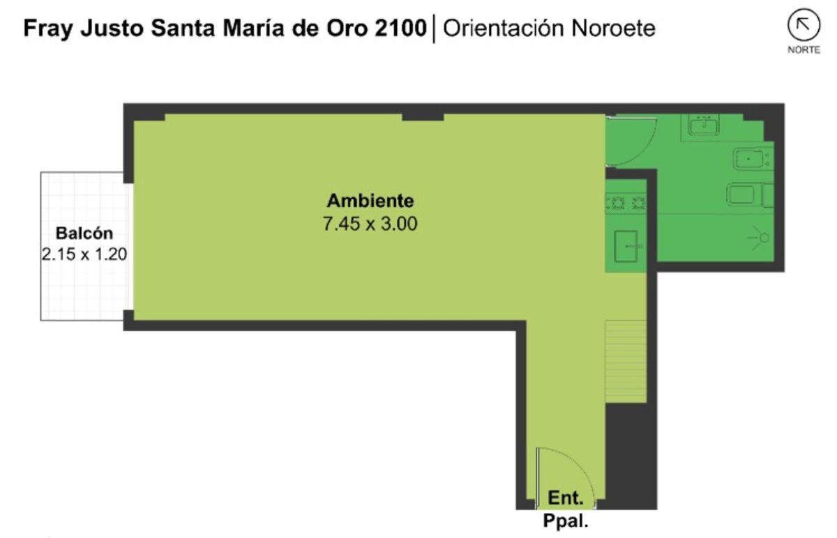 Monoambiente a Estrenar al Frente con Balcón y Amenities en Palermo Soho