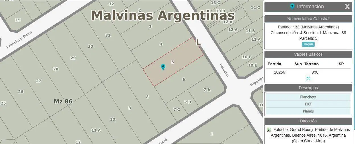 Lote . | Falucho al 1300 5