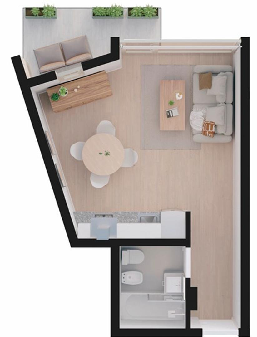 Departamento en Pozo 2 Ambientes 4