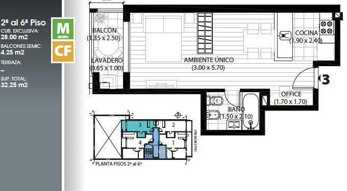 Rosario. Venta. Departamento monoambiente