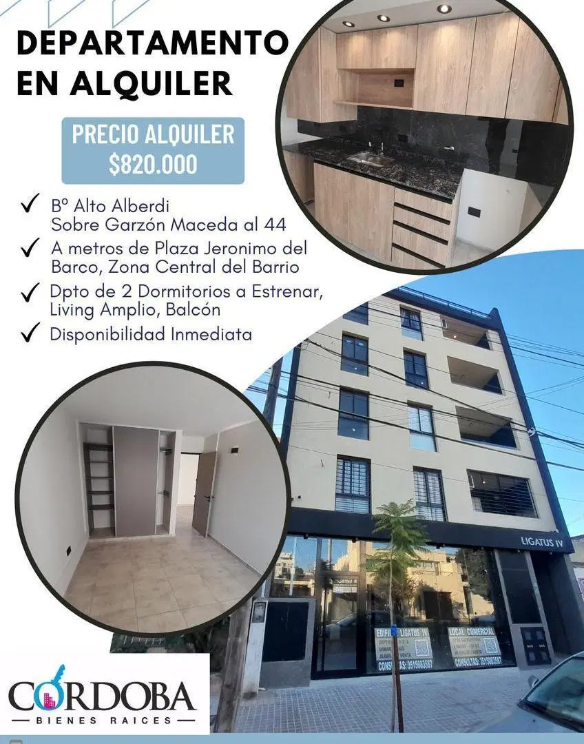 Departamento en Alquiler de 2 Dormitorios en Alto Alberdi 1