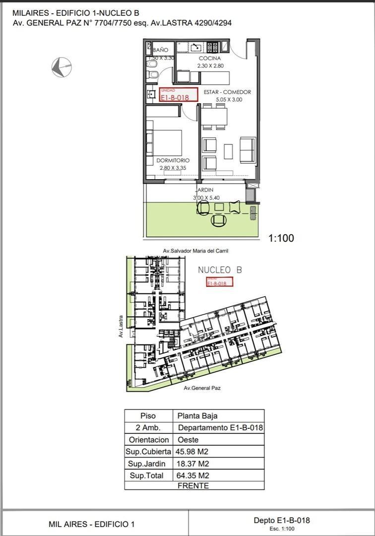 Depto Alquiler 2 amb con patio MilAires, Villa Devoto, Capital Federal, Buenos Aires